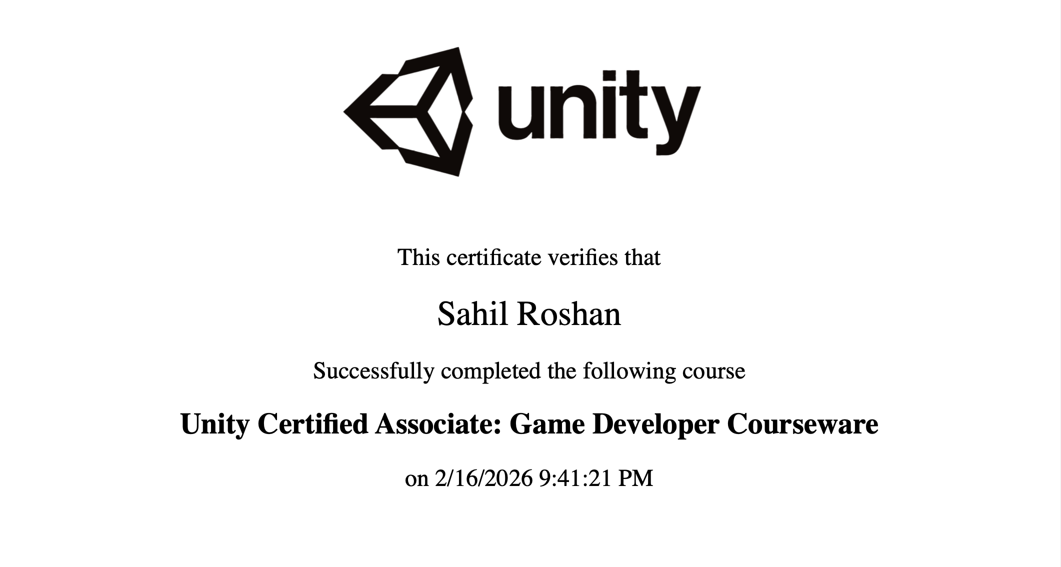 Unity Certified Associate